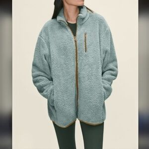 Girlfriend Collective Light Green Recycled Fleece Zip-up Jacket (Size XS)